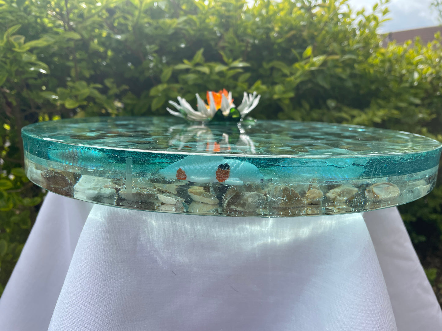 Realistic Resin Koi Pond Table