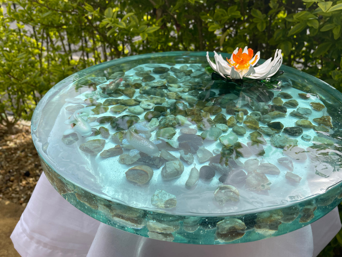 Realistic Resin Koi Pond Table