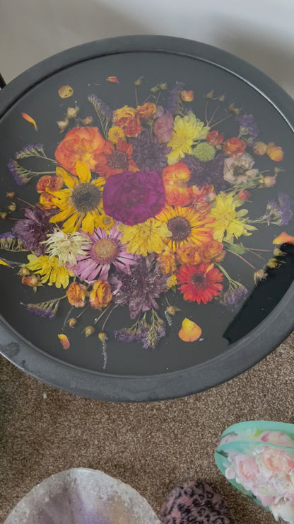 Resin Table with dried flowers